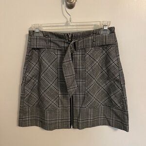 Plaid Mini Skirt with Belt